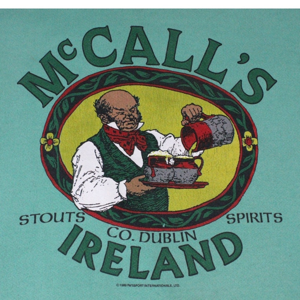 Vintage 1989‎ Healthknit McCalls Ireland Stouts Spirits Sweatshirt XL Green USA